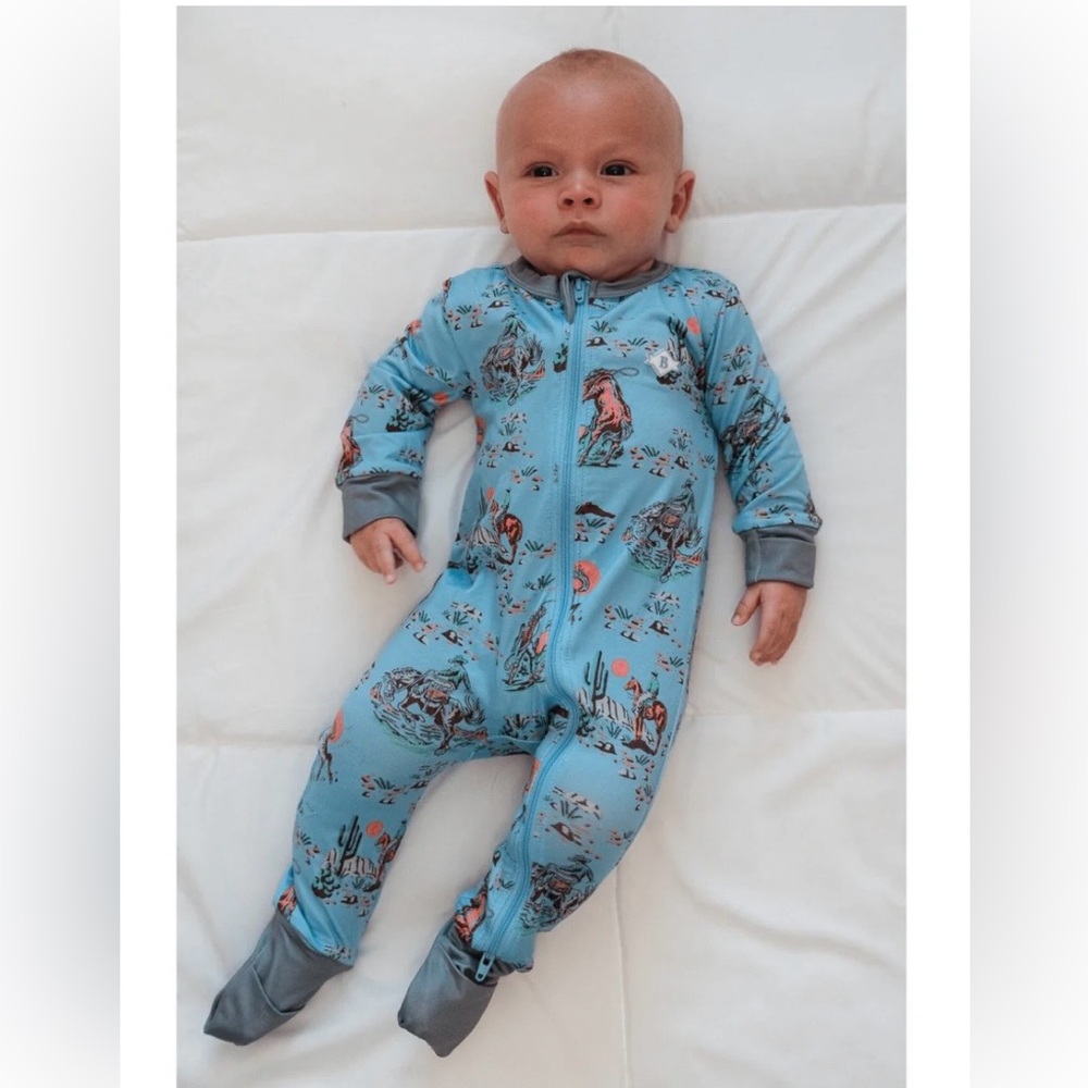 BURLEBO Baby zip up Cowboy up Blue 3-6 mo